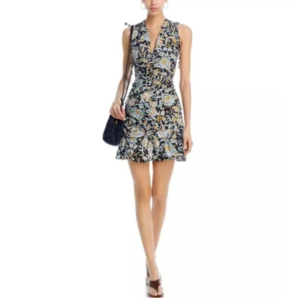 Veronica Beard Jackson Ruched Cotton Mini Dress